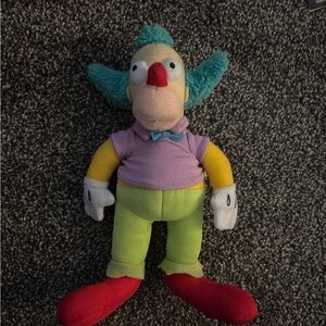 Vintage Krusty the Clown plush toy from The Simpsons